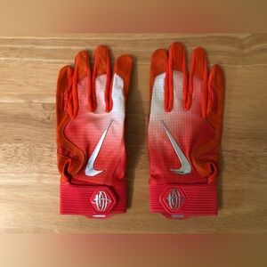 Nike Alpha Huarache Elite Baseball Batting Gloves US L Orange White PBG058-64